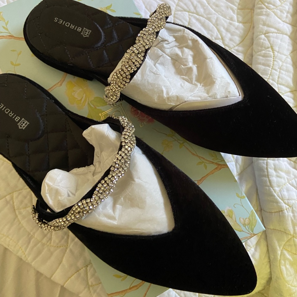 NWT Birdies Swan Flat Black Velvet 10